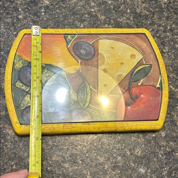 Vintage Kitchen Decor Set Glass Cruet + Ceramic Glass Cheese/Grazing Board - Picture 9 of 13